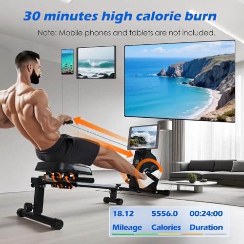 rameur Pliable,Entraînement du Corps Entier, Faible Impact, 2 en 1 Navigation et pédales, Faible encombrement,Poids Maximum jusqu'à 150 kg. – Image 5