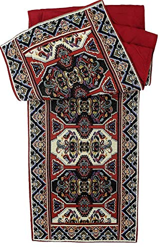 Dada Bedding Collection B08FTK2PG2 Dada Bedding Majestic Red Kilim Rug Tapestry Dining Table Runner thumb #5