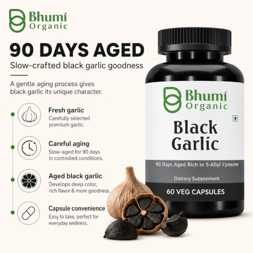 Image of Aged Black Garlic Capsules, 60 Veg Caps, 500mg