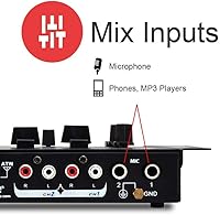 Vista 6 de Pyle Mezclador de audio inalámbrico para DJ, 3 canales, compatible con Bluetooth, controlador de DJ, mezclador de sonido, micrófono hablador, lector