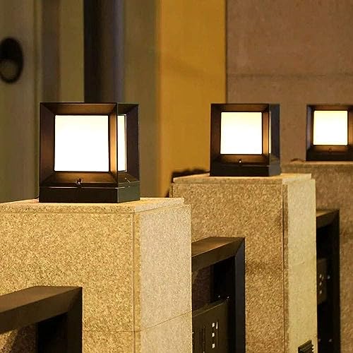Image of SINOMAN Metal and Glass Unbreakable Gate Light for Home Gate Waterproof | Lamps for Main | Outdoor Garden Light | Pillar Lights (GL Sqaure, Pack of 2)