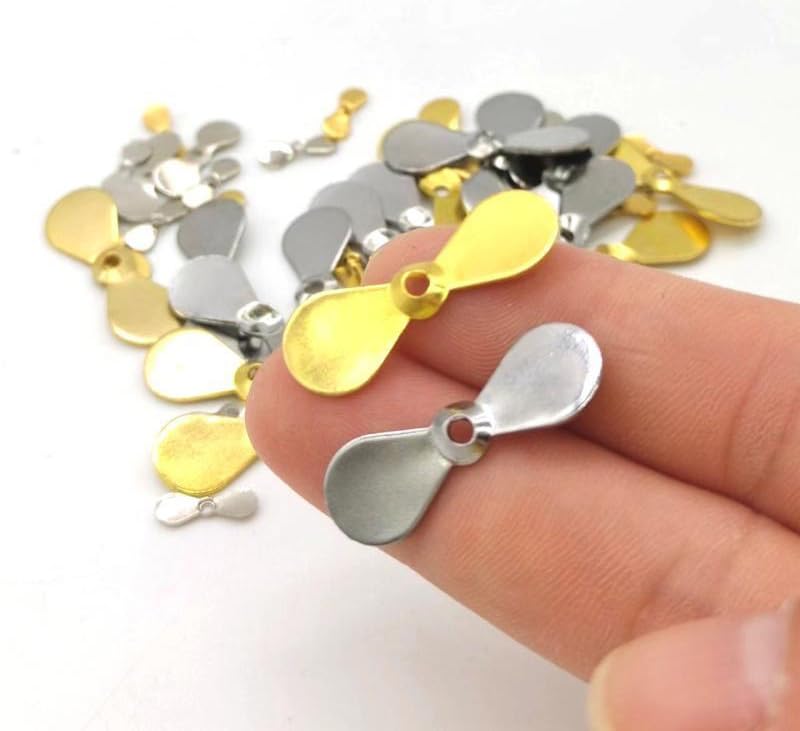 KTGCOZS Pack of 100 Fishing Propeller Blade Balanced Thicken Lures Making Fly Fishing DIY 25 * 8.7mm