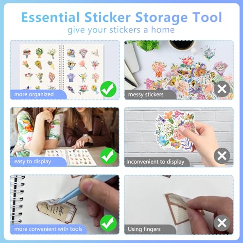 Álbum reutilizable para colección de pegatinas DHATMYC con 80 páginas en blanco | Cuaderno organizador A5 para pegatinas con 80 hojas de papel desprendible y herramienta para adultos, planificador, scrapbook y manualidades miniatura 2