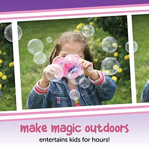 Hoovy Handheld Camera Bubble Machine for Kids | Pink Bubble Camera Blower | Bubble Camera with Bubble Solution | Musical Bubble Blower with Lights | Portable Bubble Blower