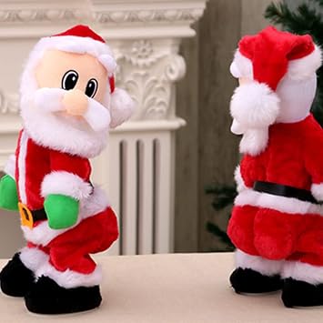 RUIXIA Christmas Electric Singing Santa Claus Dolls Moving Musical Plush Toys Twerking Santa Tabletop Ornaments Dancing Figure Xmas Birthday Gifts Home Decorations