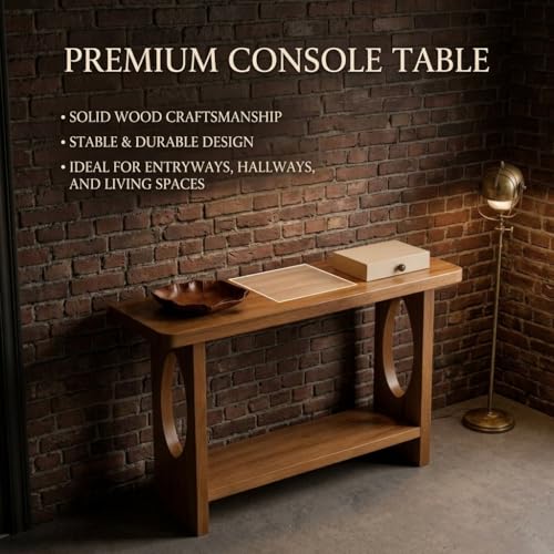 Mesa consola de estilo rústico en madera natural para recibidor 5