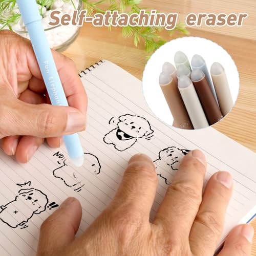 GZGXKJ 8pcs Erasable Pens Animals 0.5mm Rub Out Pen Erasable Pen Cartoon Friction Pens with 40 Refills and 4 Erasers Suitable for Office Supplie Student Stationery - Image 4