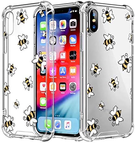 CREFORKIAL Cute Bumble Bee Phone Case for iPhone 11, Cases Clear with Design Slim Soft TPU [ Back Case + Four Corner Reinforced Shockproof + Bumper Protective ], Transparent Cover for iPhone 11