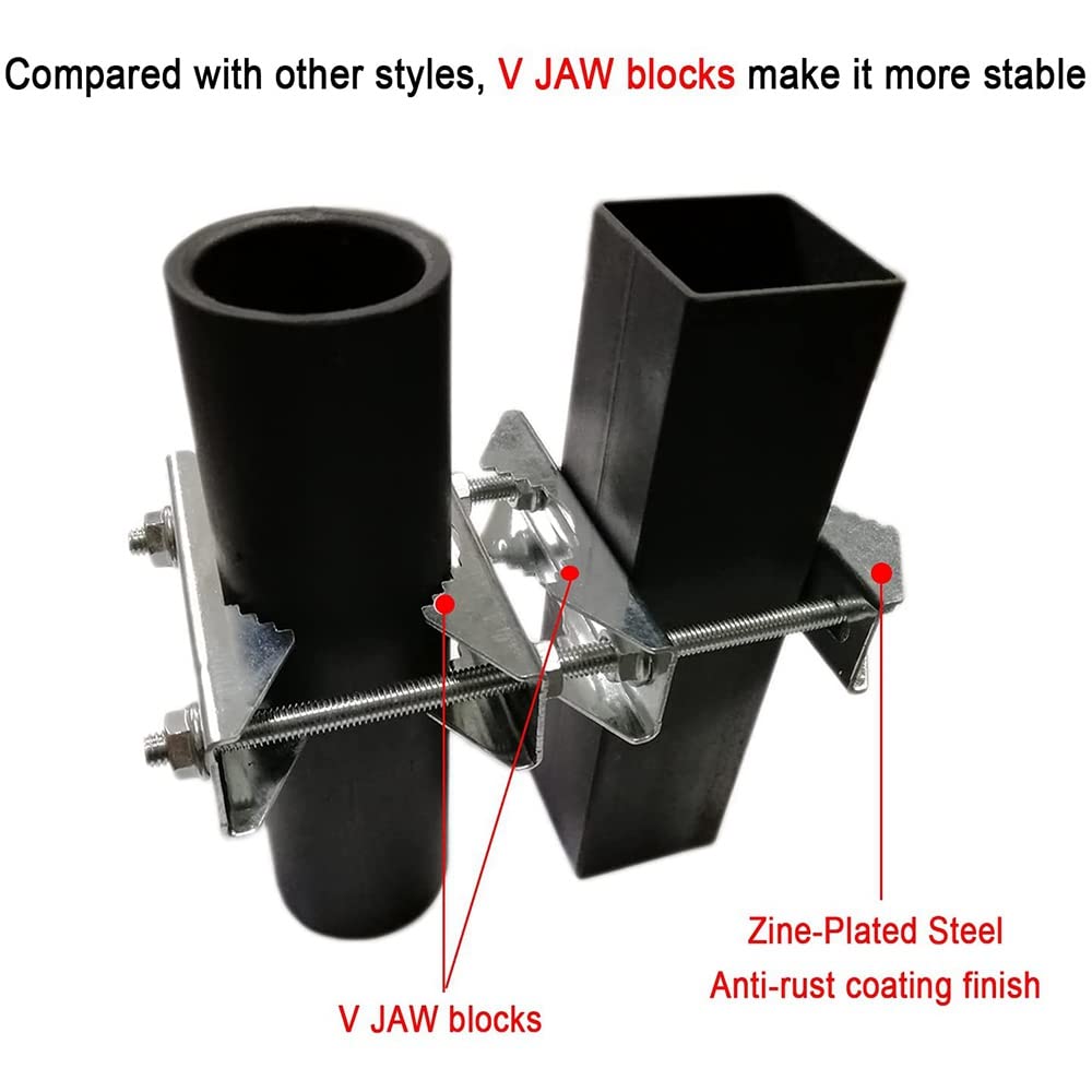 Lot de 3 Pinces de Mât à Double Antenne Bloc de Mâchoire en V Boulons de 5,5 Pouces, Support de Support de Kit de PôLe à Poteau Robuste Antirouille