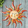 VOKPROOF Metal Sun Wall Art Decor,17.3Inches Sun Face Garden Sculptures Statues Wall Art Decorations for Indoor and Outdoor, Room Garden Porch Fence Balcony Patio Decor