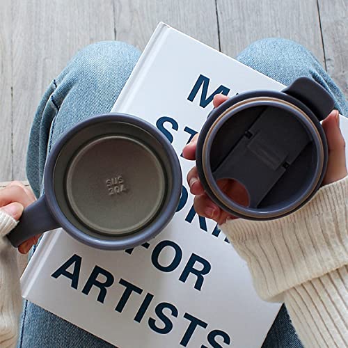 Image of Mockery Stainless Steel 350ml Coffee Cup, Thermal Mug, Vacuum Insulated, Tea Cup, Cup with Handle and Lid for Office Desk Work (White)