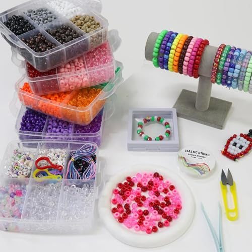 Image of LIS HEGENSA 6300 Pcs DIY Childrens Crafts Beads Friendship Bracelet Kit, Pony Beads Letter Beads and Bracelet Making Kit, Colorful Charms, Used for Custom Necklace Bracelets and Jewelry (6300PCS)
