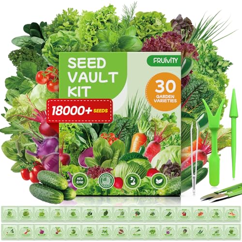Fruivity 30 Heirloom Seeds Variety Pack - 18500+ Non-GMO Seeds for Planting Vegetables, Home Garden Seeds for Hydroponic, Indoor and Outdoor, Easter Unique Gift for Mother, Women, Mom, Friend, Her