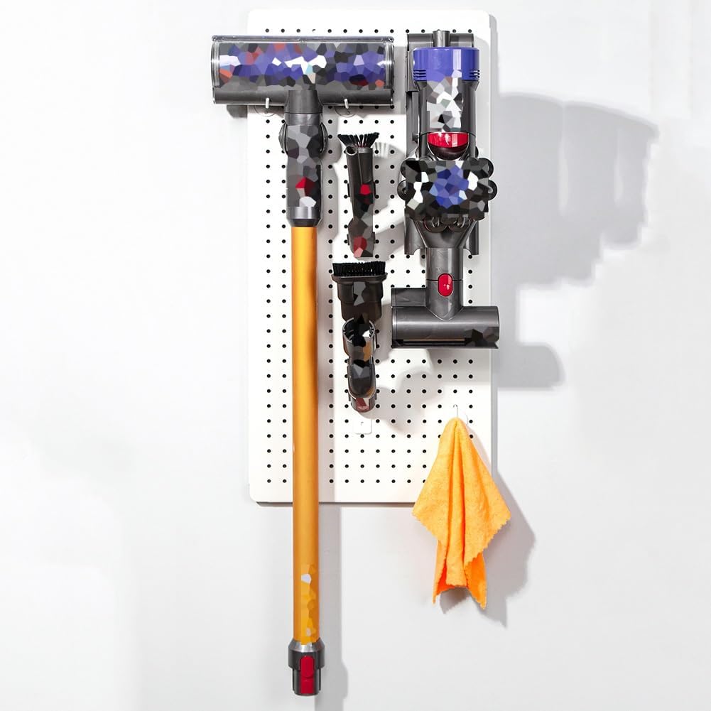 WIGING Pegboard Organizer Kit, Metal Wall-Mounted Vacuum Cleaner Storage Rack with Accessories, Tool Pegboard Board for Home Office Garage Craft Room (Color : Black)