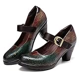 Bunte Leather Mary Jane Halbschuhe Blockabsatz