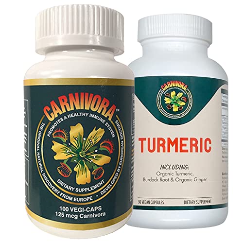 Carnivora Vegi Caps + Turmeric Combo - Immune System Support With Enhancement For Joints And Digestion (Bundle With 1 Bottle Vegi-Caps And 1 Bottle Turmeric) #TOP3
