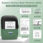 CLABEL Label Maker Machine: 221B Thermal Label Printer 2 Inch Sticker Bluetooth Label Printer Portable Barcode Printer Compatible with iOS & Android for Home Business Office Organization (Green)