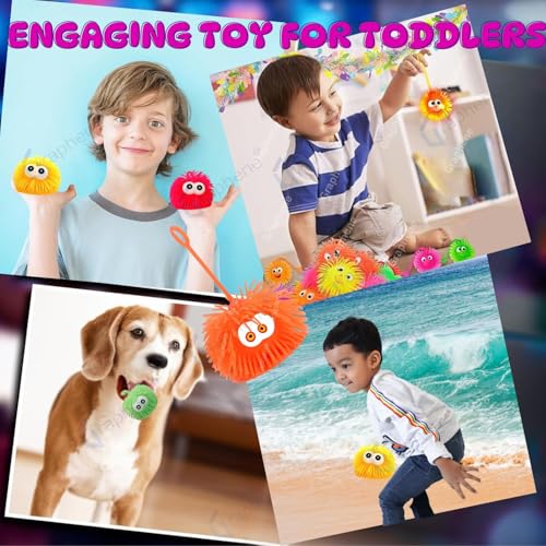 Image of GRAPHENE 2 Pcs Lights Puffer Balls with Big Eyes Soft Squeezable Squishy Toy Stress Relief Ball Rubber Sensory Ball Fun Toy Indoor Outdoor Spiky Fidget Squeaky Sponge Balls Boy Girl Best Gift