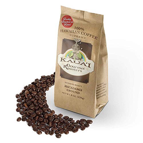 Kauai Gourmet Roasters Macadamia Nut Coffee - 100% Arabica, Medium Roast, Ground Coffee From Hawaii, Also Great For Espresso Machines, French Press, Or Cold Brew, 1 - 8 Ounce Bag #TOP1