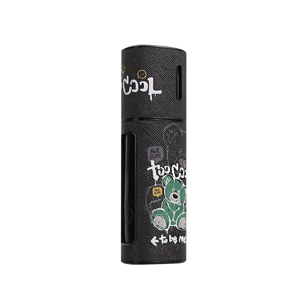 Shinelee 加熱式たばこ用アクセサリ lil HYBRID 3.0に適合する 保護カバー かわいいくま模様 リル ハイブリッド 3.0に使用できる保護ケース PUレザー製 防水 全面保護 耐衝撃 指紋防止 電子たばこ用カバー (ブルー)