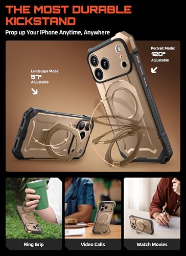 Image of SUPCASE for iPhone 17 Pro Case with Stand & Camera Control Button, Desert | Compatible with MagSafe, Military-Grade Drop Protection, Anti-Slip Grip, Heavy Duty Magnetic Phone Case, Unicorn Beetle Grip