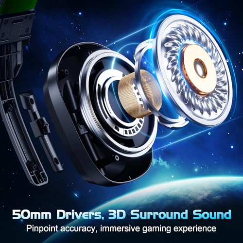 Image of Vakedy Wired Gaming Headset for Xbox,PS5,PS4,PC,Switch, RGB 50mm Drivers | Foldable lightweight frame, plush memory foam cushions, clear chat, quick mute /volume wheel and USB-powered RGB glow