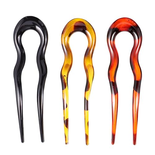 3pcs U-shaped Resin Hairpins for Women Hair Clips for All Hair Types Stylish Accessories for Various Occasions Easy to Use for Elegant