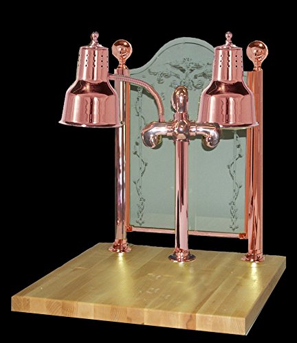 Hanson - Lámparas de calor, estación de tallado, lámpara de calor de doble bombilla, base de arce, pantallas de cobre brillante, 24 x 24 pulgadas,