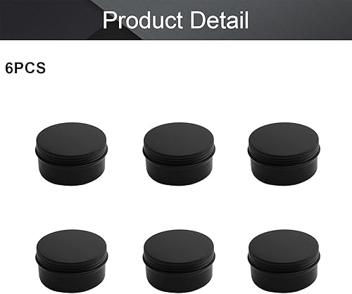 Miniatura 4 de Othmro 6 latas redondas de metal de 2.7 onzas con tapa de rosca, latas negras de 2.677 x 1.378 in (profundidad x altura) para ungüentos, especias,