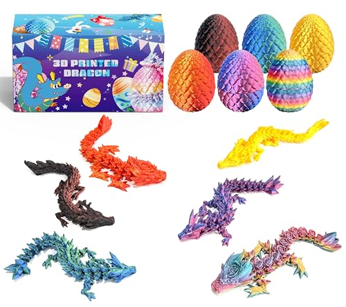 6 Pcs 3D Printed Dragon Eggs Dragons Inside, 3 Style Mini
