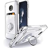 Shields Up for Moto Z4 Case, Moto Z4 Play Case, Minimalist Wallet Case with Card Holder and Ring Kickstand/Stand, [Drop Protection] Slim Protective Cover for Motorola Moto Z4 - Clear
