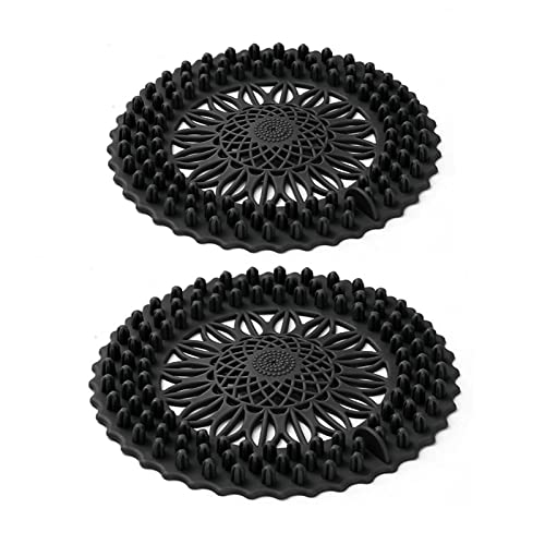 Colador para drenaje atrapa cabello de silicona negro 2 piezas