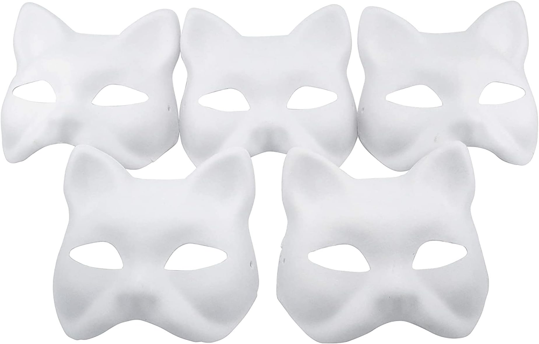 Fox Mask DIY Paintable Cosplay Accessories Mask for Party Masquerade Costume Halloween, Pack of 5