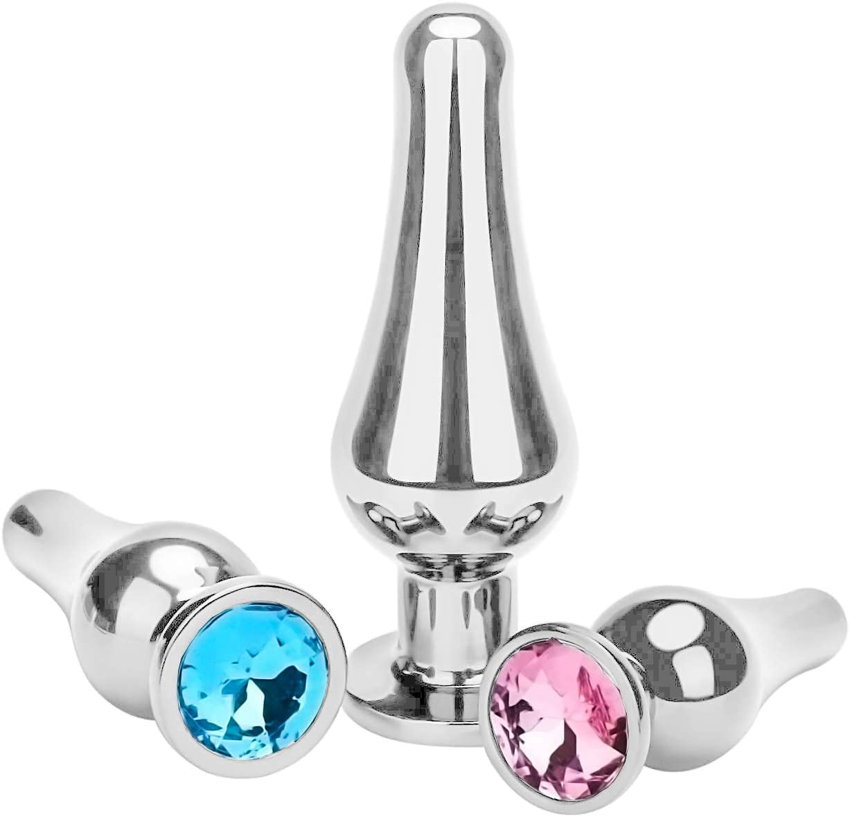 Ultimate Anal Stretcher Kit Luxury Jeweled Butt Plugs for Couples Play, Weighted Metal Anal Plug Toys for Women Men Pleasure Training Discreet 3PCS Set