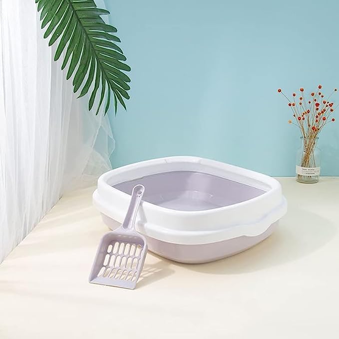 Image of Dog Trust Litter Box Tray with Free Scooper Super Build Quality Semi Closed Design for Kittens & Adult Cats & Rabbits Toilet Litter Basin: Colour May Vary*