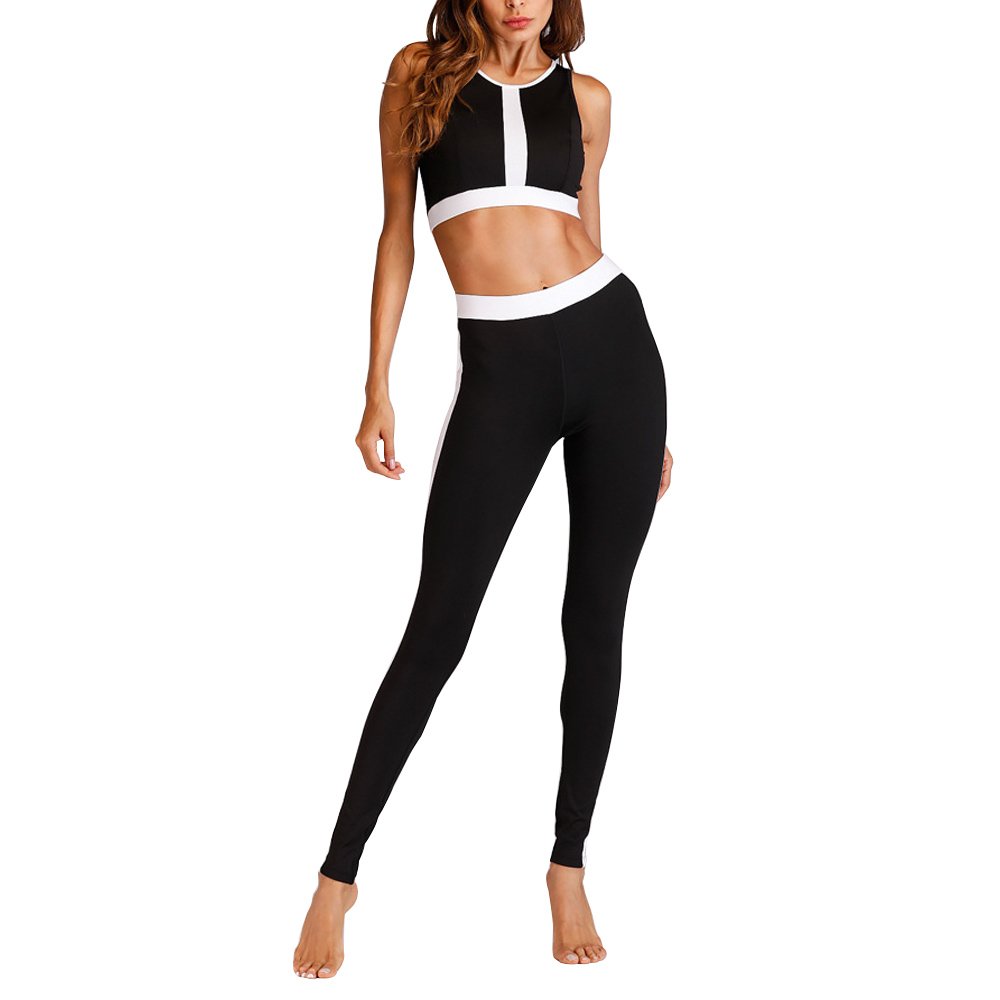 Women's 2 Piece Workout Sets High Waisted Yoga Leggings Suits with Sports Bra Stretch Clothing Gym Sets