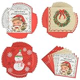 Servilletas navideñas, 60 unidades, servilletas navideñas, decoración de mesa, 3 diseños, servilletas de Navidad con árbol de Navidad, Papá Noel, copo de nieve, para Navidad, Nochevieja