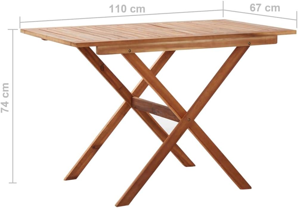 Outdoor Coffee Table Brown Solid Acacia Wood 43.3 x 26.4 x 29.1 in Rectangular Patio Furniture UV Resistant Patio Table for Garden and Terrace Seating