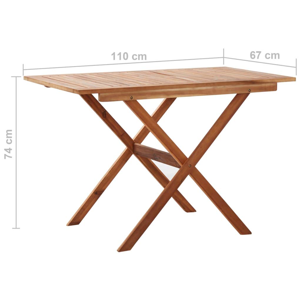 vidaXL Tavolo da Giardino 110x67x74 cm in Legno Massello di Acacia