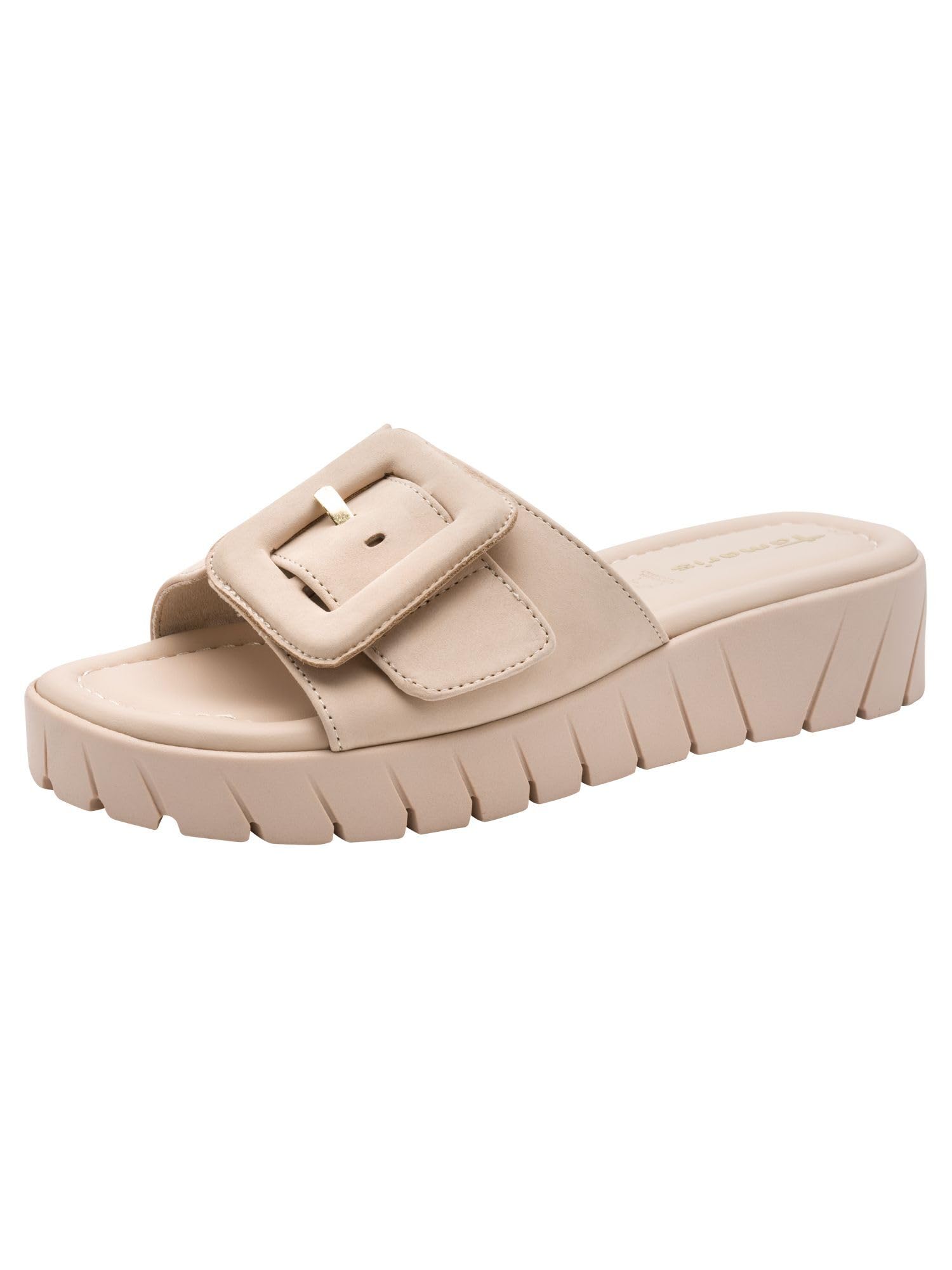 Tamaris Women's leather mules with wedge heel beige 7.5 UK