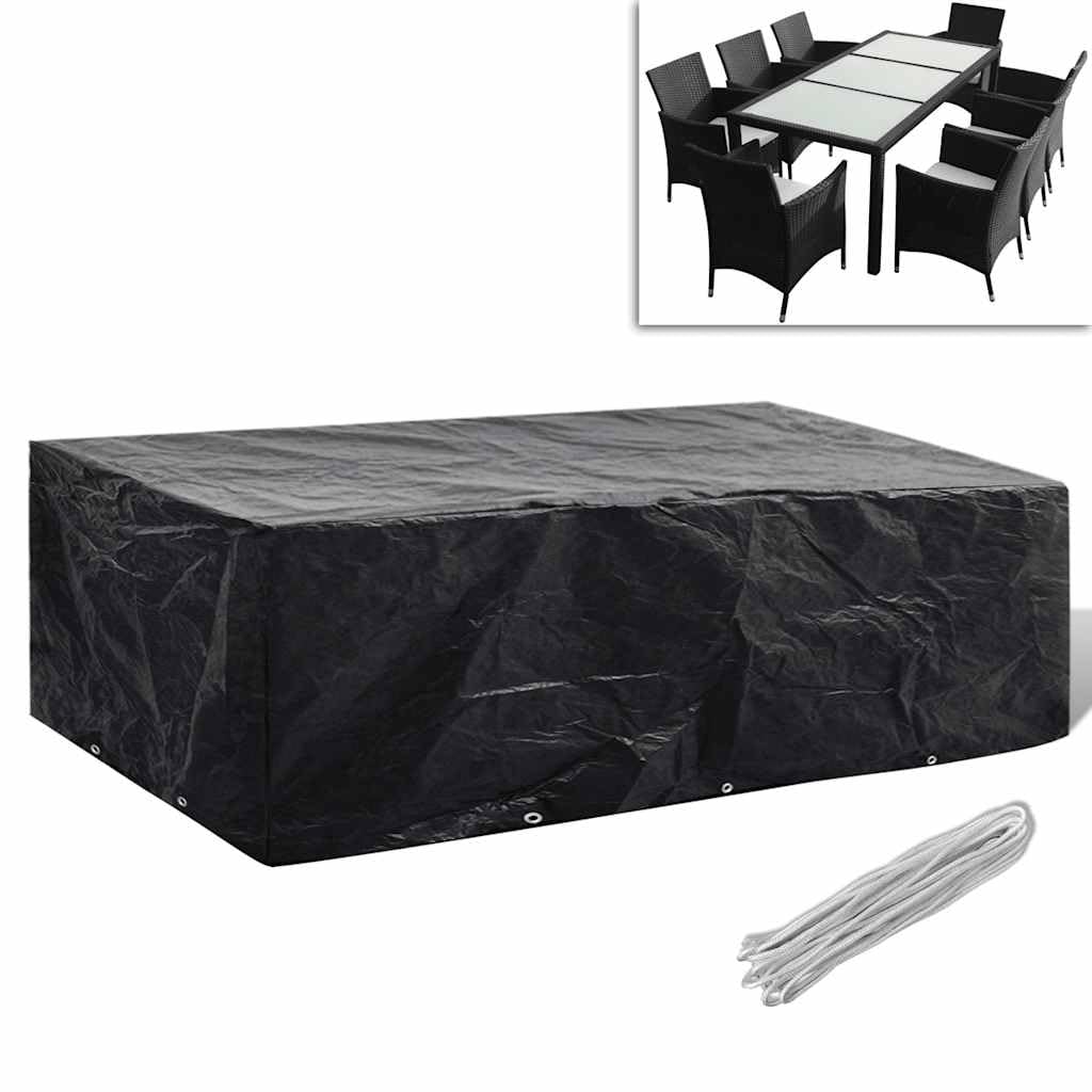 Cubierta para muebles de jardín 300 × 140 × 90 cm, lona impermeable con 10 ojales de aluminio y cuerda de fijación, resistente a la rotura y a los rayos UV, transpirable, para muebles de jardín