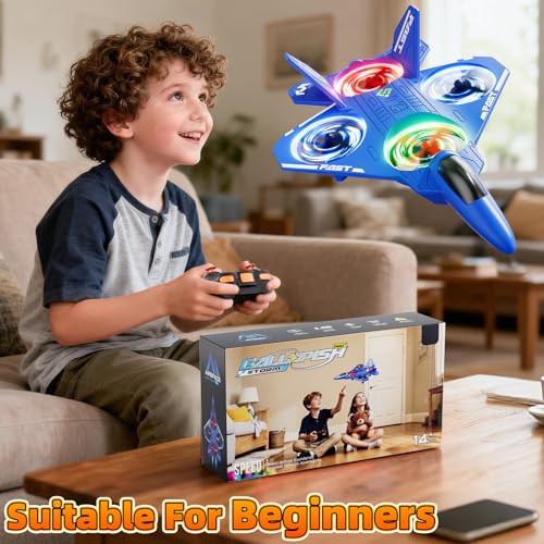 Image of Remote Control Airplane Drone for Kids Ages 4-6-8-10-12, RC Plane Jet Drone with One Key Take Off-Landing, Headless Mode, 360 Flip for Kids Boys Beginners, Outdoor Flying Toys Birthday Gifts for Boys