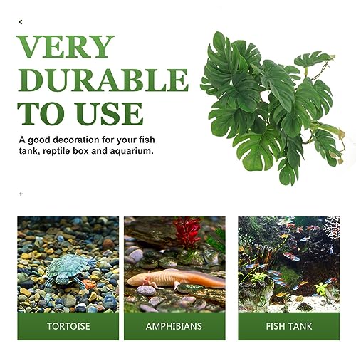 ORFOFE Artificial Hanging Plants with Suction Cups for Reptile Terrariums Realistic Climbing Decor for Tortoise and Amphibian Habitats Green Pendant Leaves for Reptile Enclosure Accessories - Image 3