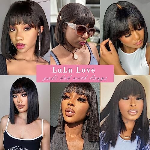 lulu-love-Bob-Wig-With-Bangs-Human-Hair-2x1-HD-Lace-Bob-Wigs-Glueless-180-Density-Short-Black-Bob-Wigs-With-Bangs-Light-Yaki-Straight-100-Brazilian-Human-Hair-Wigs-With-Bangs-for-Women-12inch