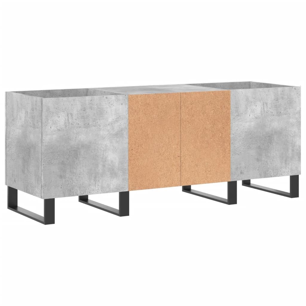 Armadio per dischi grigio cemento, 121 x 38 x 48 cm, in vinile vintage, con gambe in ferro, robusto scaffale per dischi LP per soggiorno