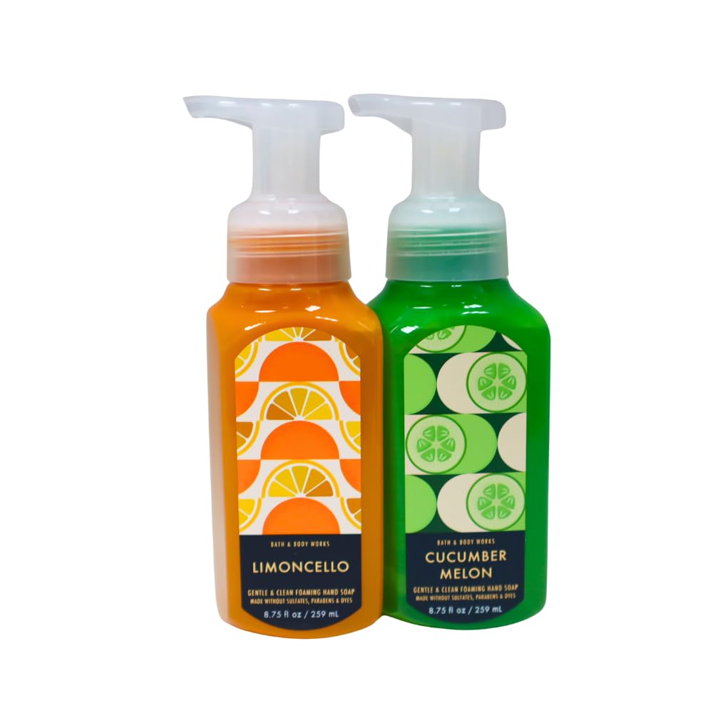 Bath & Body Works LIMONCELLO & CUCUMBER MELON Hand Soap 8.75 fl oz 2-pc Gift Set with a Red Bow for Holidays & Gifts