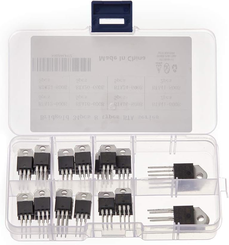 34pcs 8 Types BTA-Series Medium Current Triac thyristor,Gate Trigger,Including:BTA12-600B BTA16-600B BTA16-800B BTA20-600B BTA24-600B BTA24-800B BTA41-600B BTA41-800B