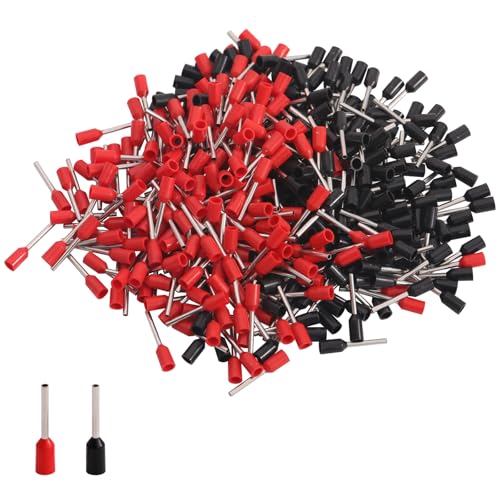 Image of 400PCS Wire Ferrules Kit AWG 22 (0.5mm) Crimp Connectors End Terminal,E0510 Insulated Ferrule Pin Cord End Terminal(200 Black + 200 Red)
