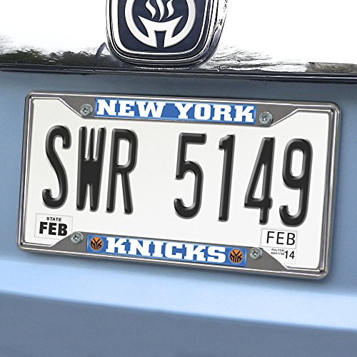 FANMATS 14868 New York Knicks Chrome Metal License Plate Frame, Team Colors, 6.25in x 12.25in