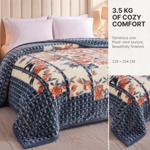 Image of BSB HOME 280 GSM Mink Blanket, Premium Soft Warm Cozy Plush Blanket for Double Bed, Ultra Soft Comfortable Winter Bedding, Elegant Printed Blanket, 90 x 100 Inches (229 x 254 cm) - Deep Teal